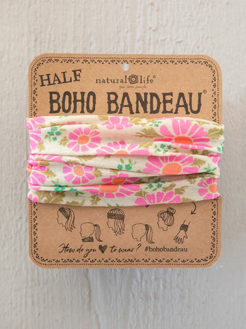 Half Boho Bandeau Headband - Floral Vintage Cream