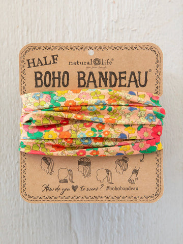 Half Boho Bandeau Headband - Vintage Garden Peach