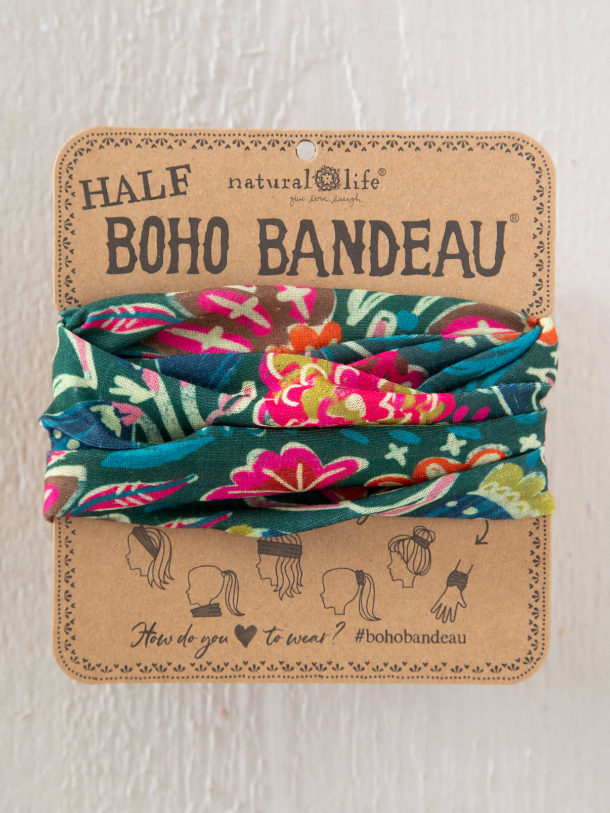 Green Painterly Vines Half Boho Bandeau