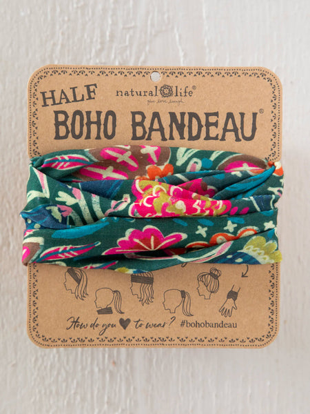 Green Painterly Vines Half Boho Bandeau
