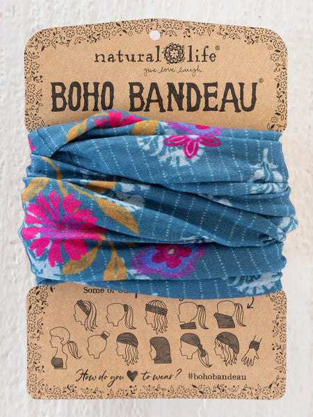 Block Stamp Indigo Full Boho Bandeau