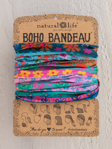 Blue Pink Borders Boho Bandeau