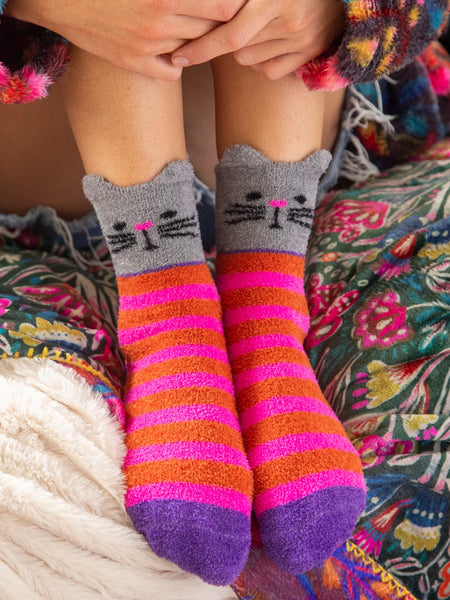 Pink Cat cozy Socks