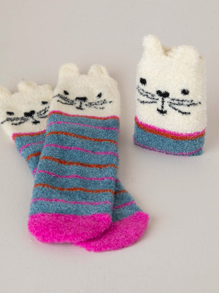 White Cat Cozy Socks