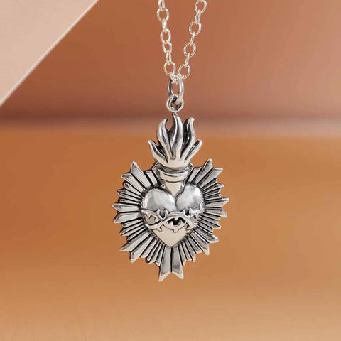 Flaming Sacred Heart Necklace