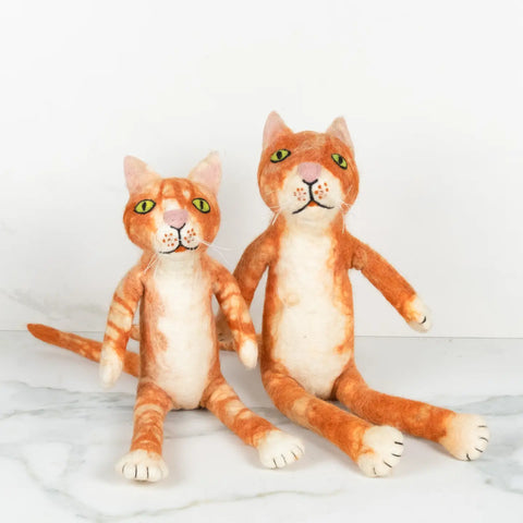 Orange Tabby Felt Sitting Cat-Small