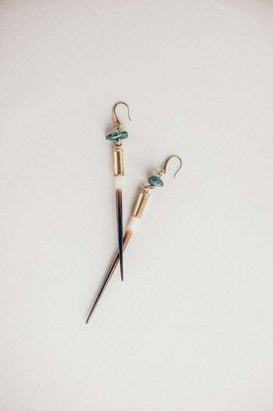 Beth Dutton Quill Earrings - Turq Hook Variant