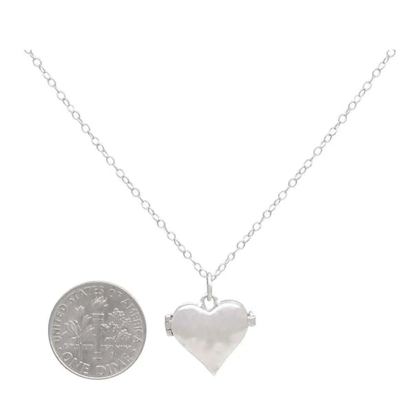 Heart Locket Necklace with Hammer Finish