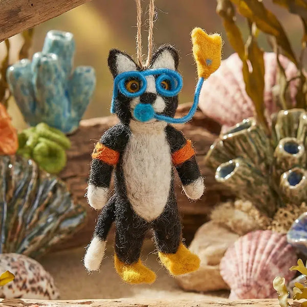 Snorkelling Cat Ornament