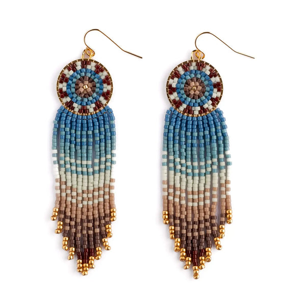 Beaded Handwoven Mandala Fringe Earring