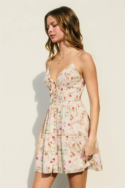 Honey Butter Corset Tiered Mini Dress