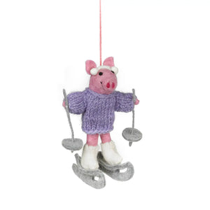 Neive the Skiing Pig Ornament