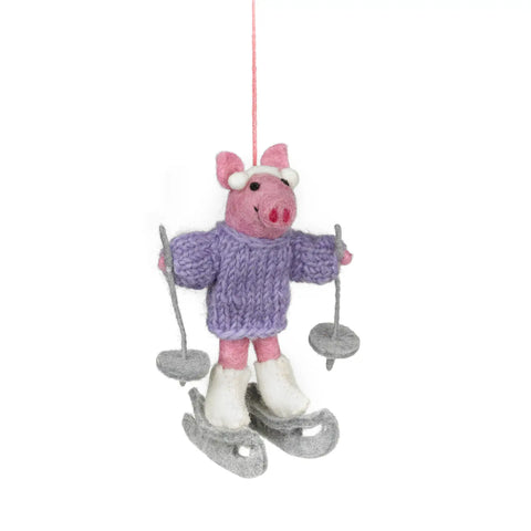 Neive the Skiing Pig Ornament