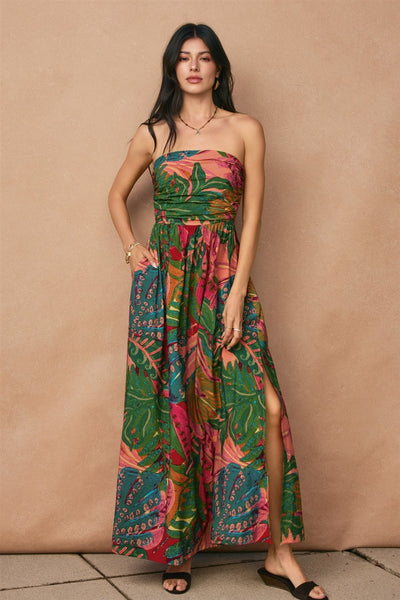 Drawing Dream Strapless Ruched Maxi Dress