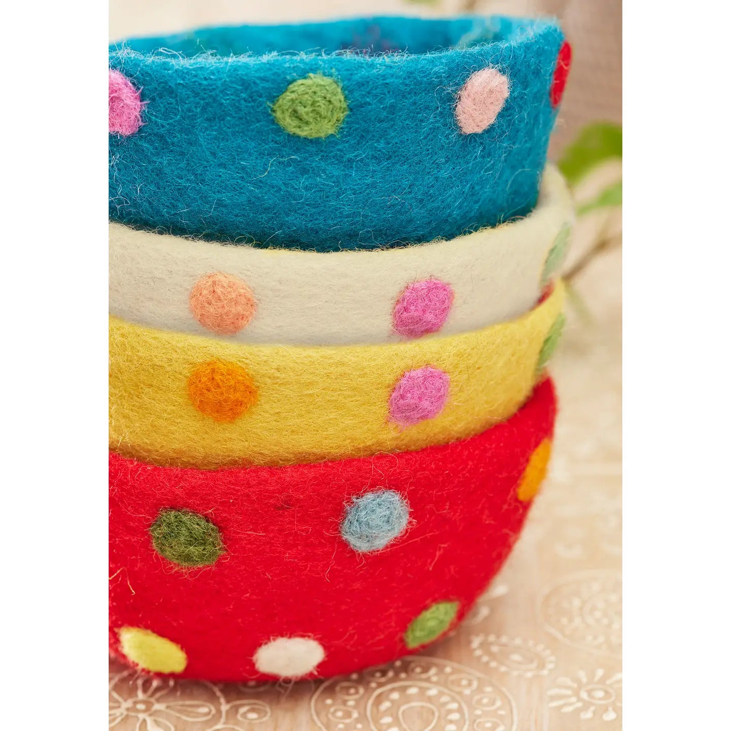 Felt Dotty Rainbow Decorative Bowls