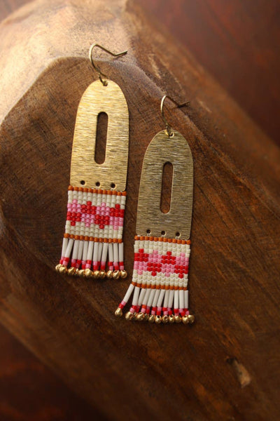 Beaded Color Block Earrings