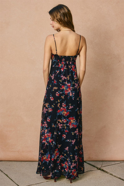 In A Mood Chiffon Ruffle Flared Maxi Dress