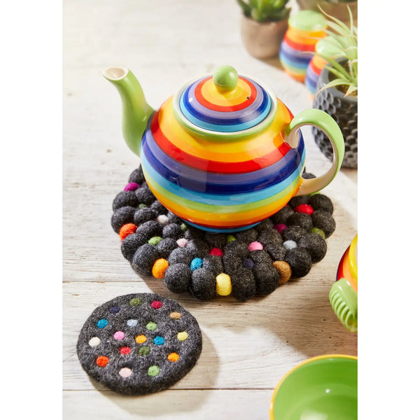 Felt Ball Trivet, Rainbow Ball Decoration