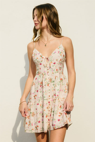 Honey Butter Corset Tiered Mini Dress
