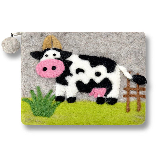 Cow Felted Coin Purse