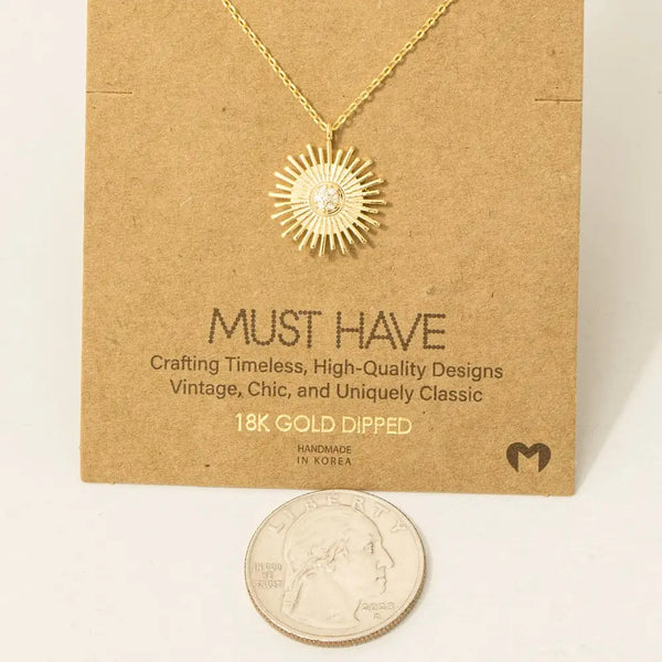 Circle Sun Shine Ray Pendant Necklace