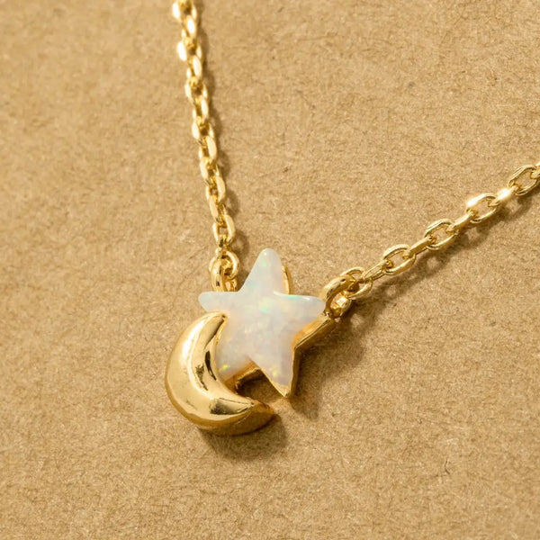 Mini Star Moon Charm Necklace