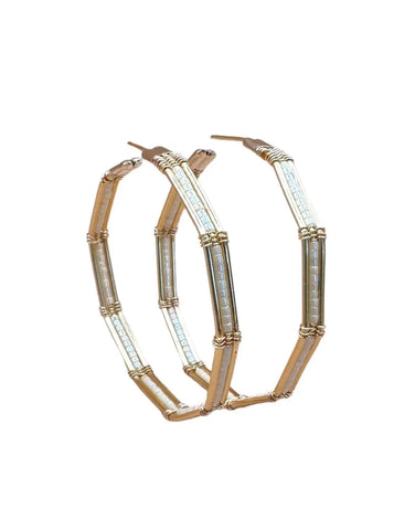 Wire and Bead Single Hoop Earrings