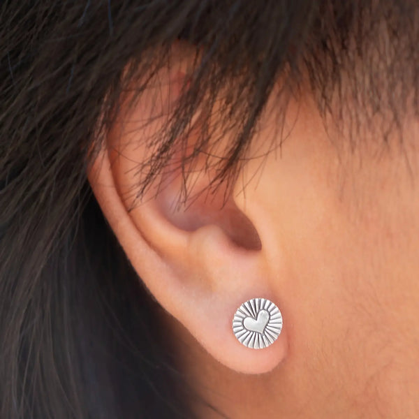 Sterling Silver Flat Radiant Heart Post Earrings