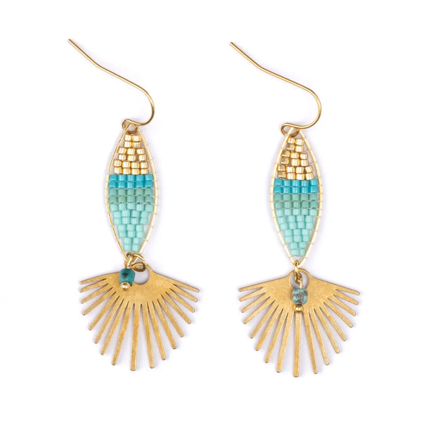 Beaded Handwoven Cotton Candy Dangle Earrings