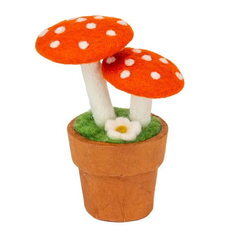 Elven Orange Mushroom Potted Plant