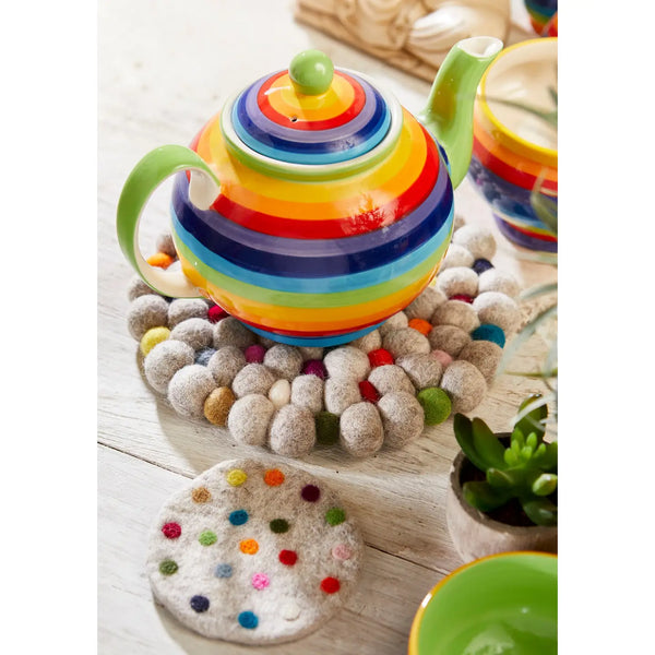 Felt Ball Trivet, Rainbow Ball Decoration
