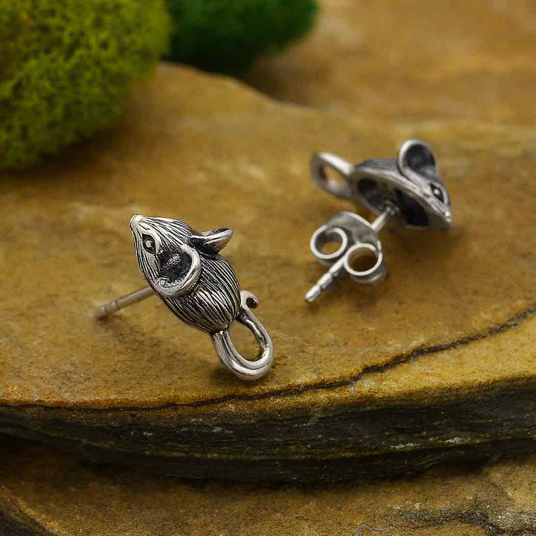 Sterling Silver Mouse Post Earrings