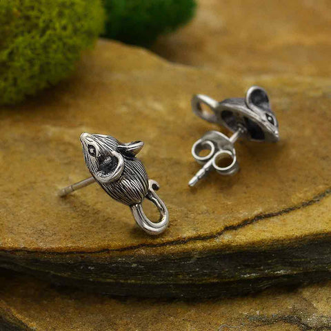 Sterling Silver Mouse Post Earrings