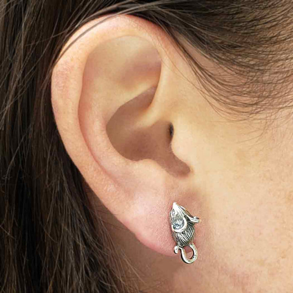 Sterling Silver Mouse Post Earrings