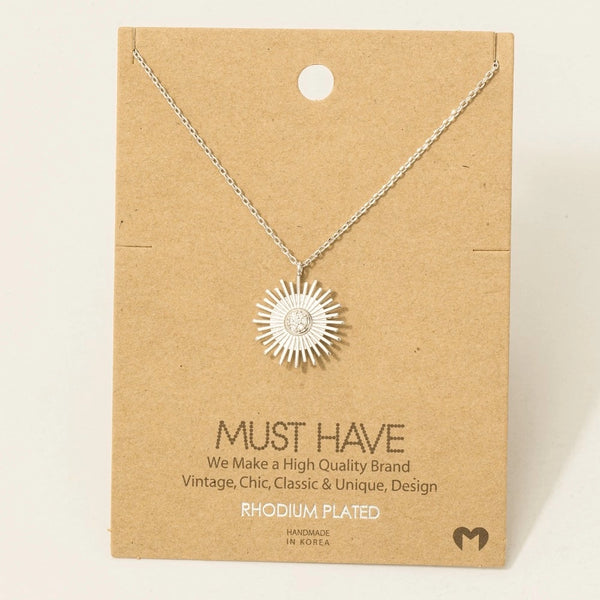 Circle Sun Shine Ray Pendant Necklace