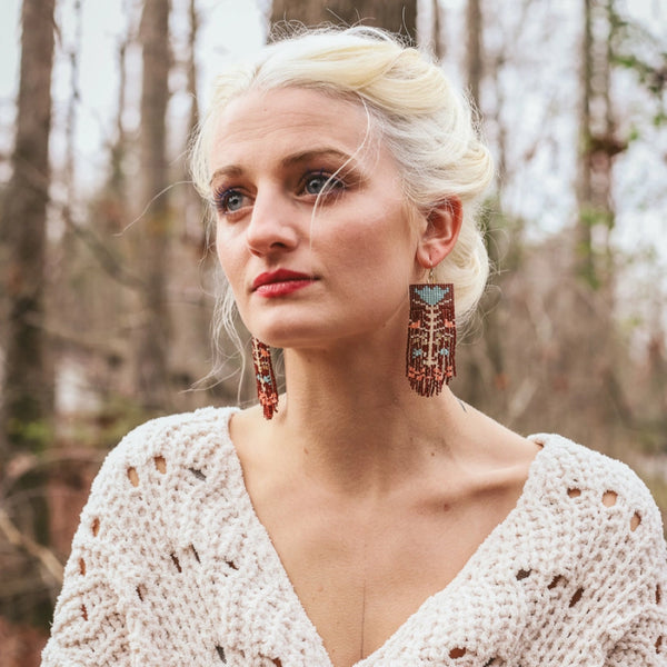 Vintage Flower Fringe Earrings