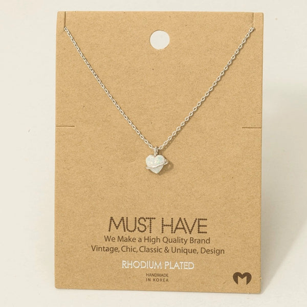 Mini Opal Heart Pendant Necklace