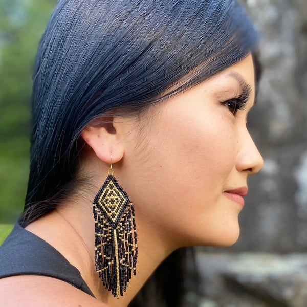 Tribal Diamond Fringe Earrings