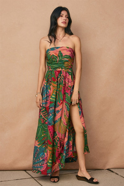 Drawing Dream Strapless Ruched Maxi Dress