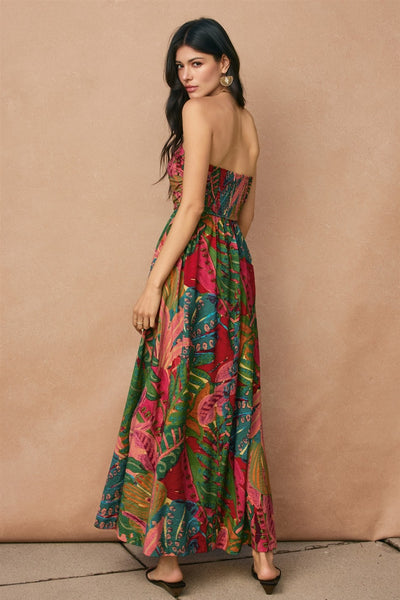 Drawing Dream Strapless Ruched Maxi Dress