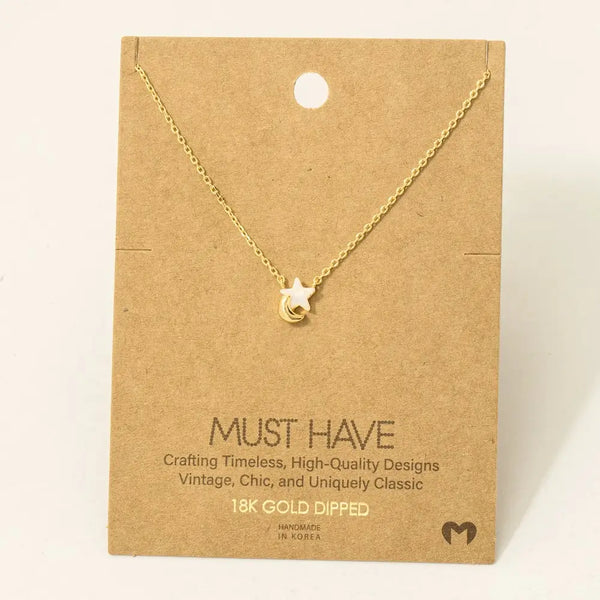 Mini Star Moon Charm Necklace