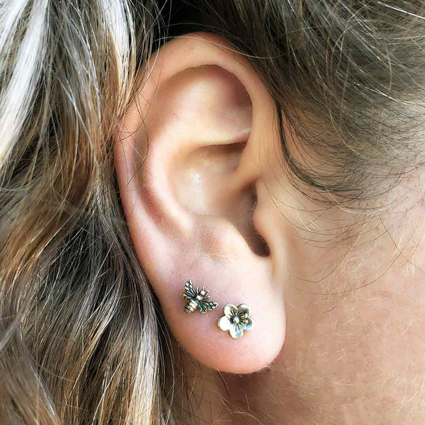 Cherry Blossom and Bee Post Earrings