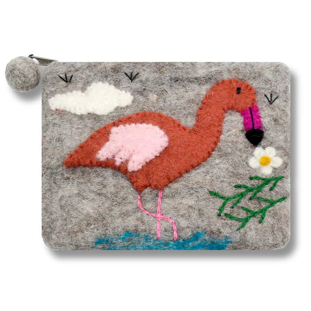 Flamingo Felted Coin Purse