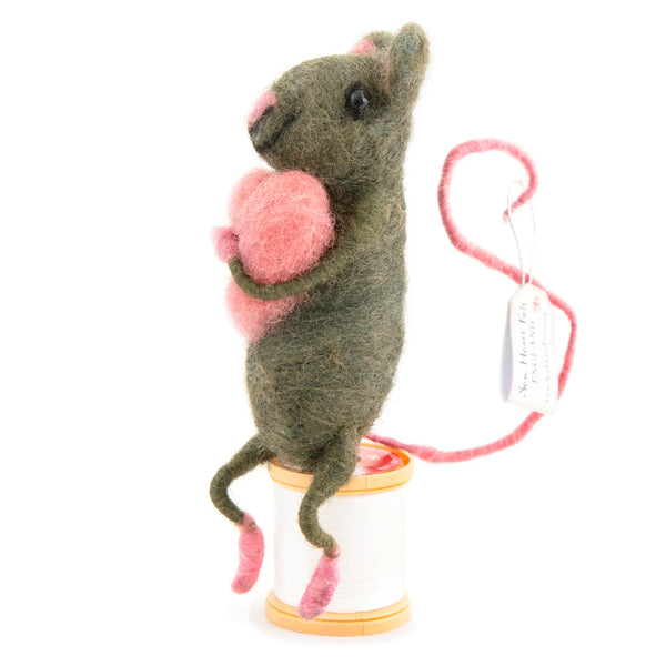 Grey Mouse with Pink Heart