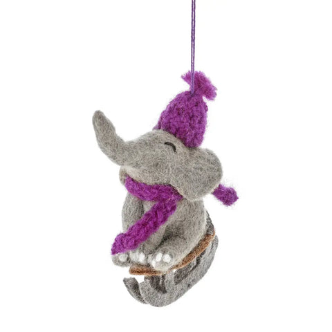 Sledging Elephant Ornament