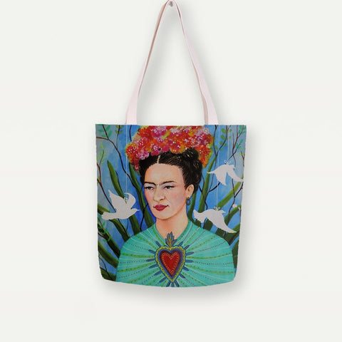 Frida Heart Canvas Tote Bag