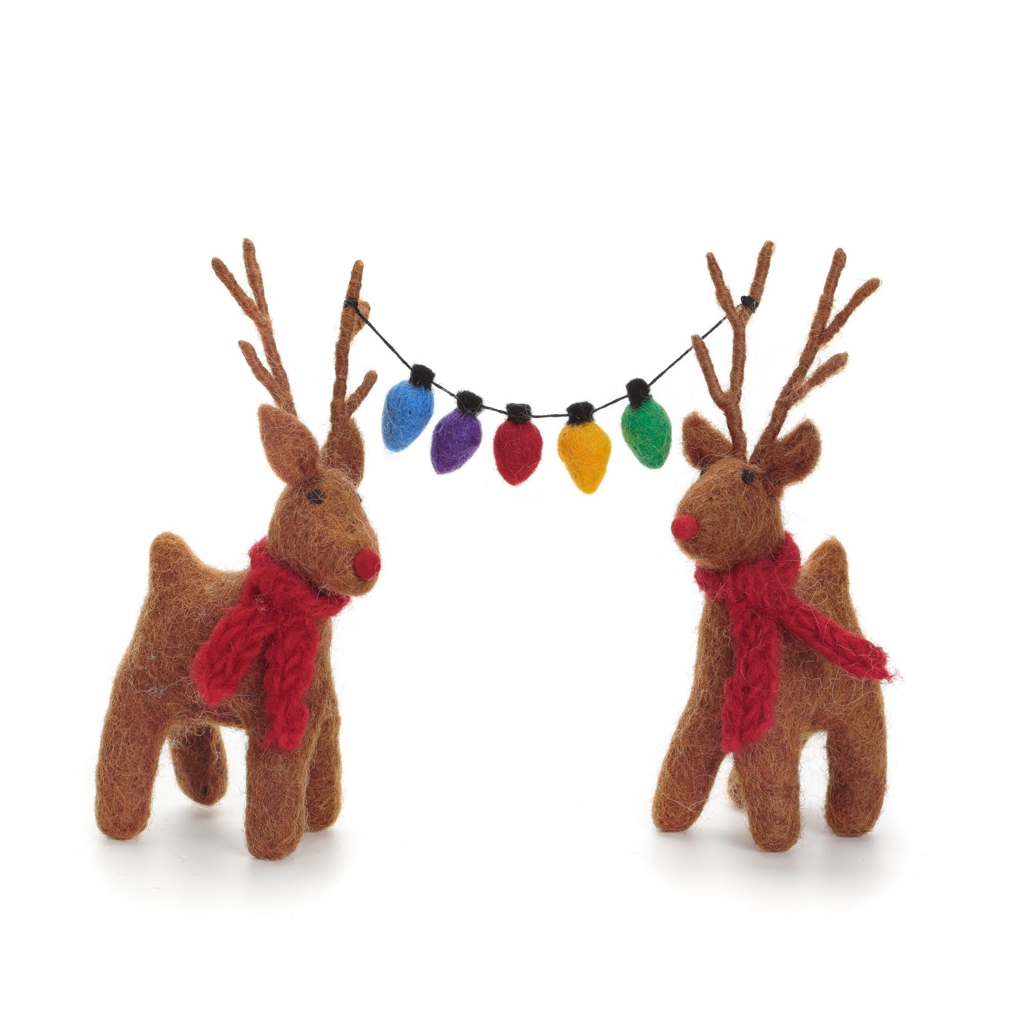 Reindeer Pair with Fairy Lights