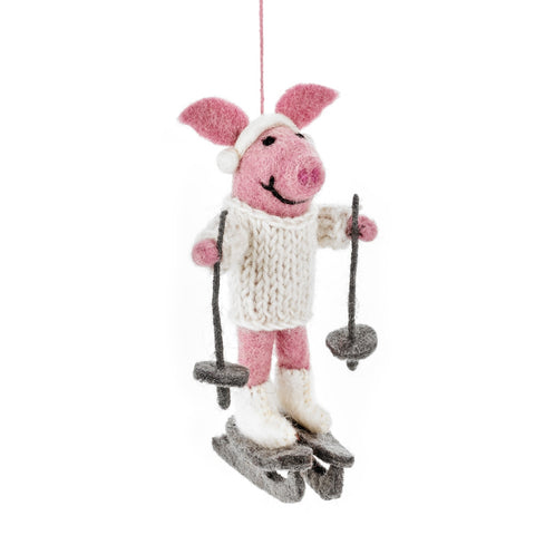 Skiing Pig Ornament